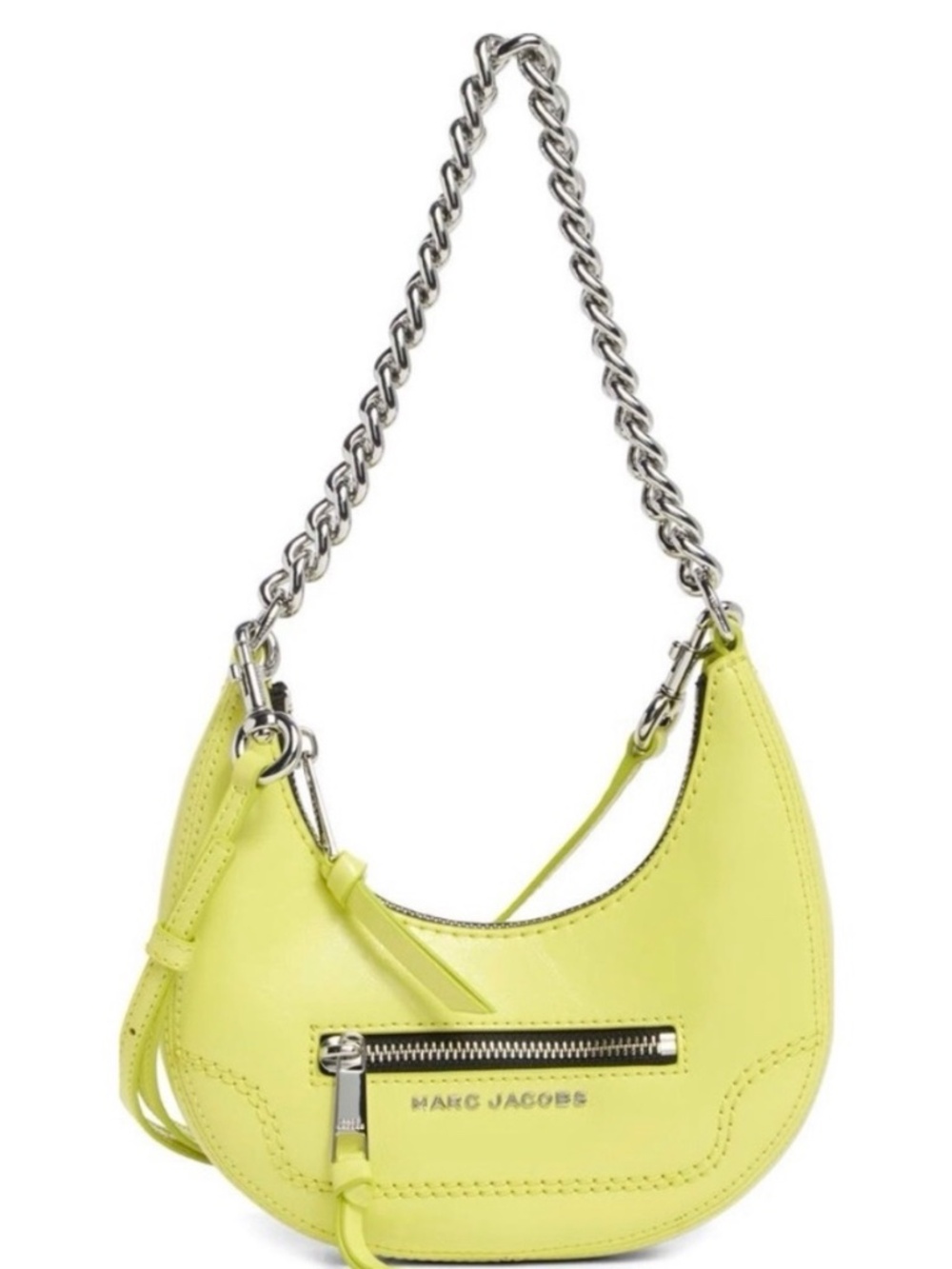 NWT Marc Jacobs Leather Crescent Bag Limoncello Silver Tone Chain Zipper - NEW